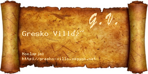 Gresko Villő névjegykártya